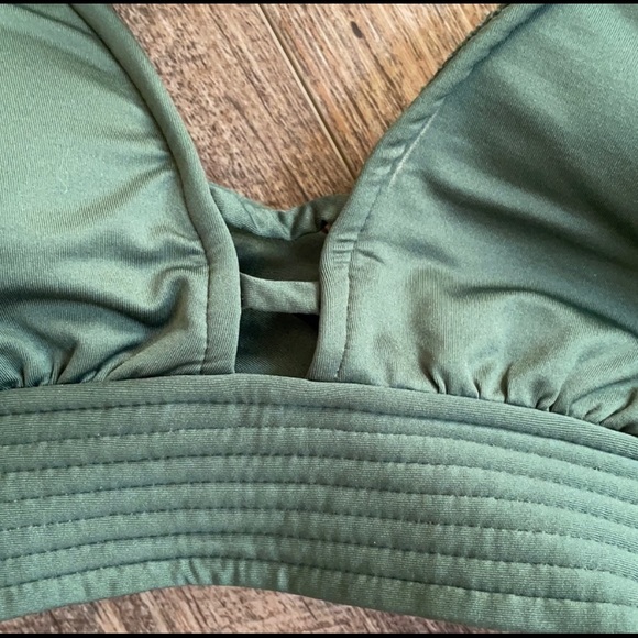 Kona Sol Olive Green 2 Piece Halter Bikini Tie Closure Size Medium - Picture 2 of 8